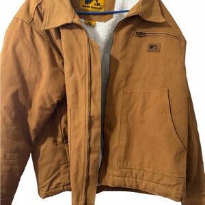 Vintage Wells Lamont Sherpa Lined Cotton Duck Canvas Work Jacket - Brown - Large